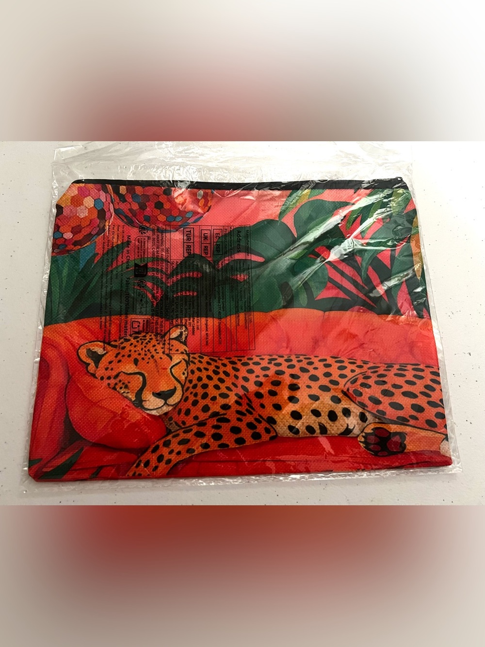 Tropical Leopard Print Pouch - Red & Green